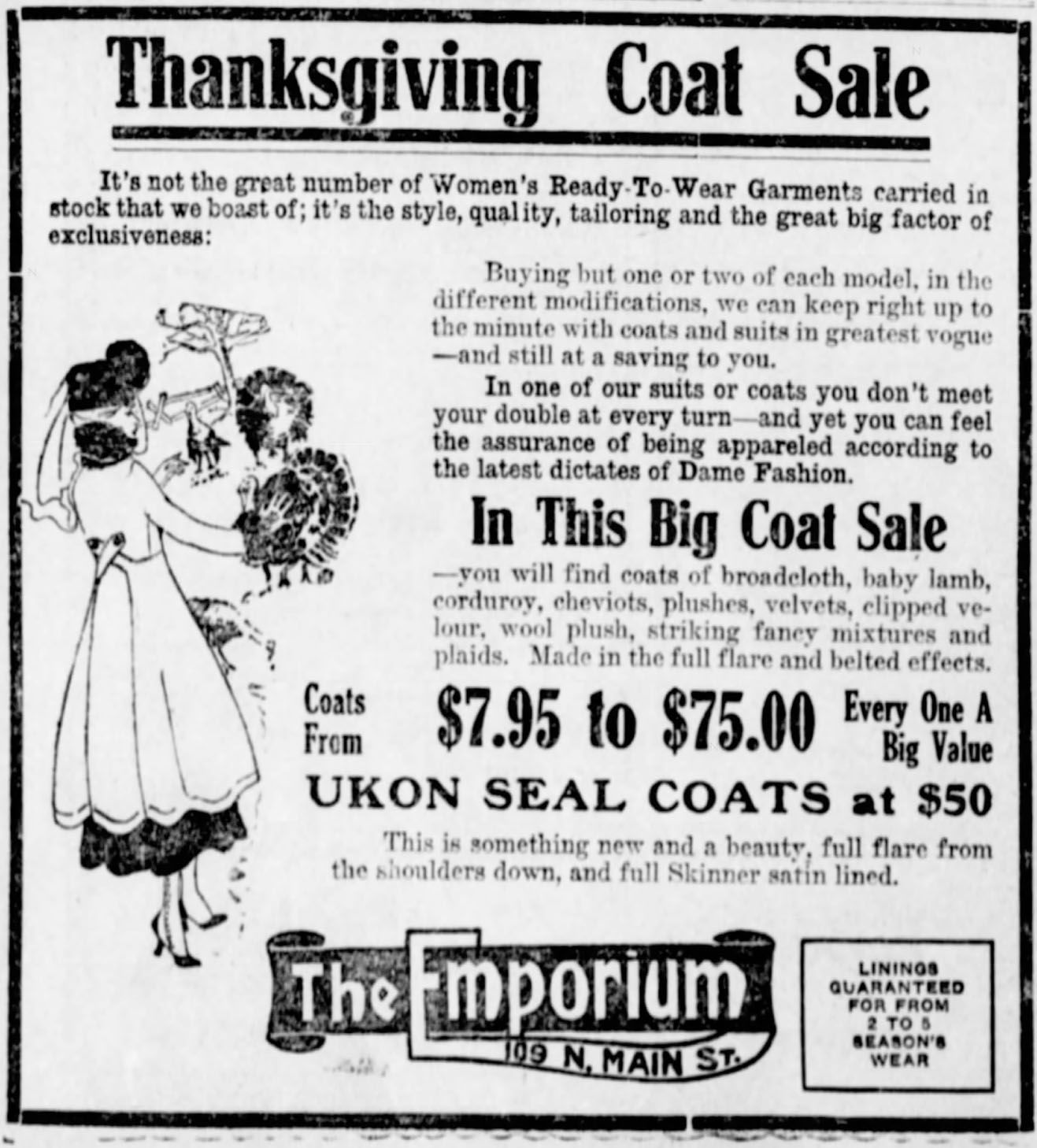 Thanksgiving coat sale